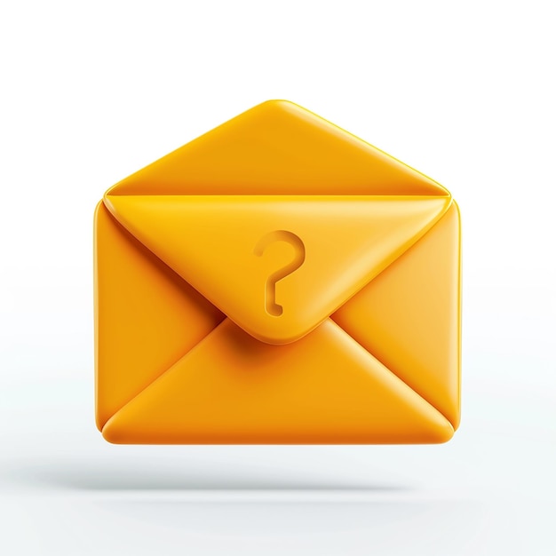 a yellow envelope with a question mark in it is in a yellow box