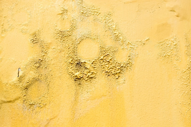 Photo yellow erode painted concrete wall,grunge rough texture background.