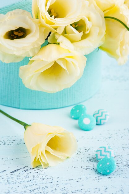 Yellow eustoma flowers