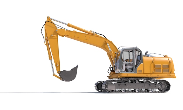 Photo yellow excavator on the white background.