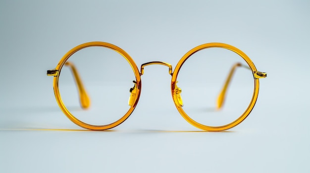yellow eyeglasses cinematic white background