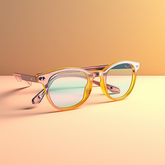 yellow eyeglasses on yellow surface