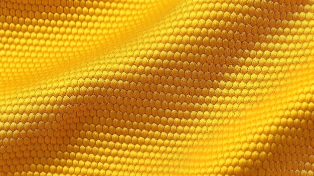 the yellow fabric of a bag is a close up of the stitching