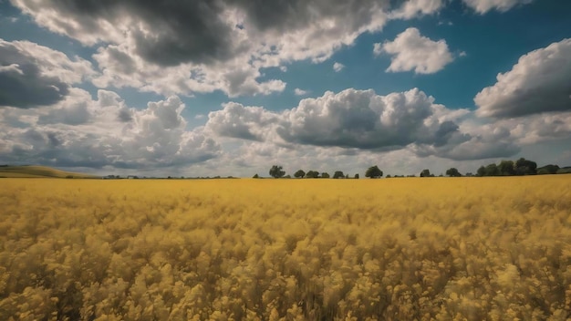 Yellow field with clouds