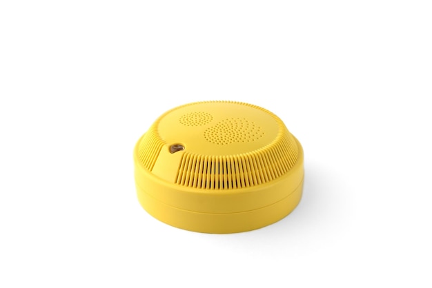 Yellow fire detector gas autonomous isolated on white background