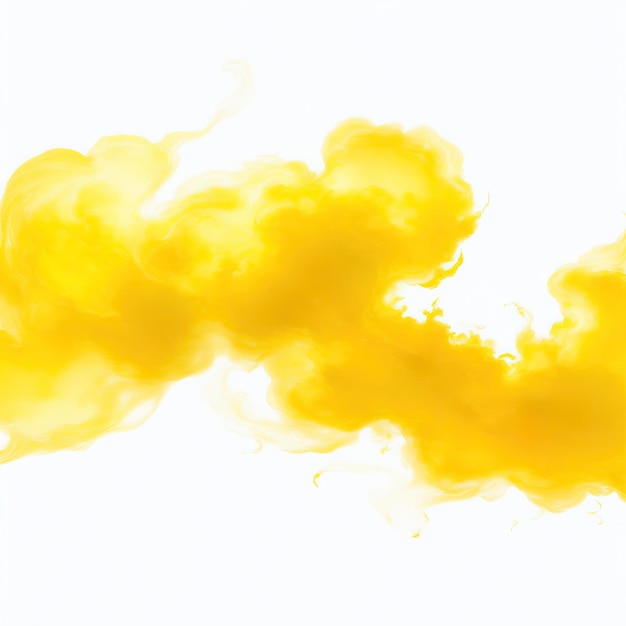 写真 白い背景に隔離された黄色い火の炎の煙の雲の質感