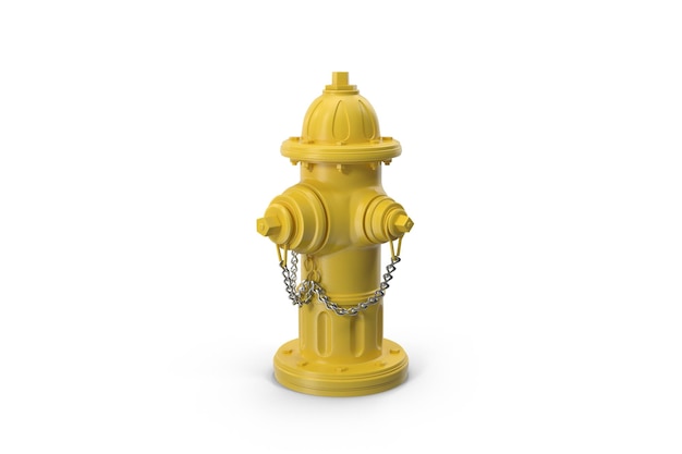 Photo a yellow fire hydrant with a chain on a white background.