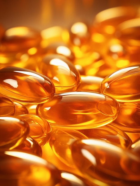 yellow fish oil capsules omega 3 on background Generative AI Illustration