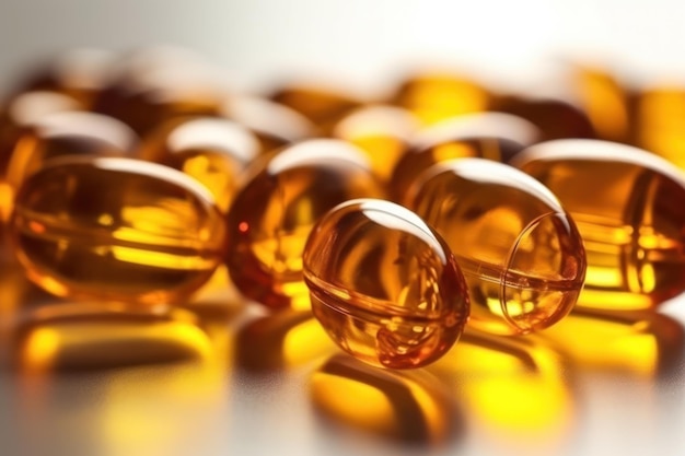 Yellow fish oil vitamins in capsules omega 3 Generative AI