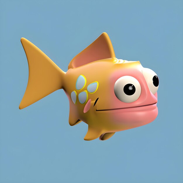 Желтая рыбная игрушка с лицом на ней