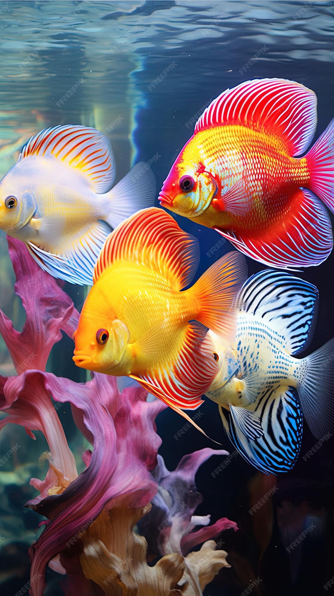 Premium AI Image | a yellow fish with blue stripes and a yellow fish.