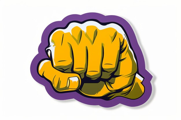 사진 yellow fist on purple and white background