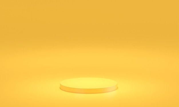 Yellow flat cylindrical circular podium