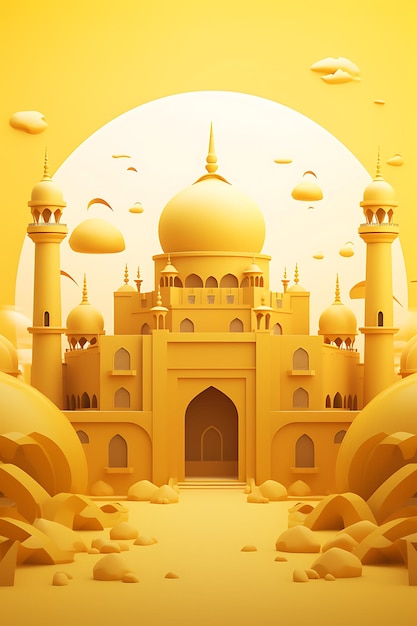 yellow flat mosque illustration