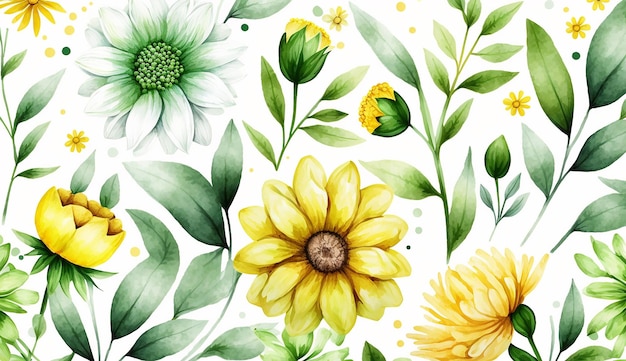 Yellow floral background of flowers beautiful print for your decor and design generative ai