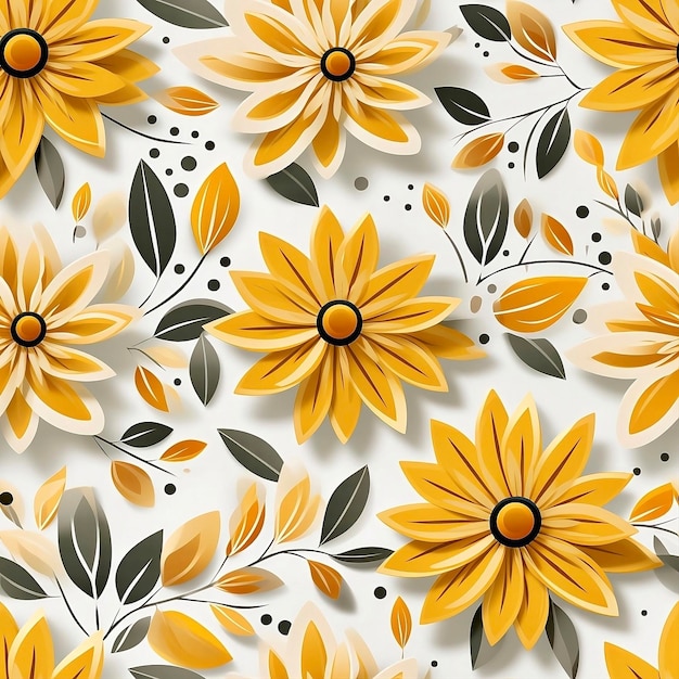 Yellow floral seamless pattern background