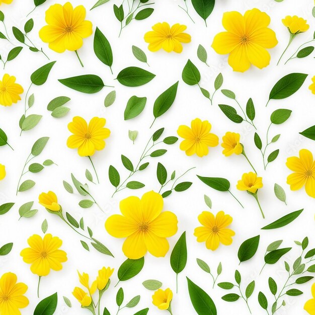 Photo a yellow floral seamless pattern