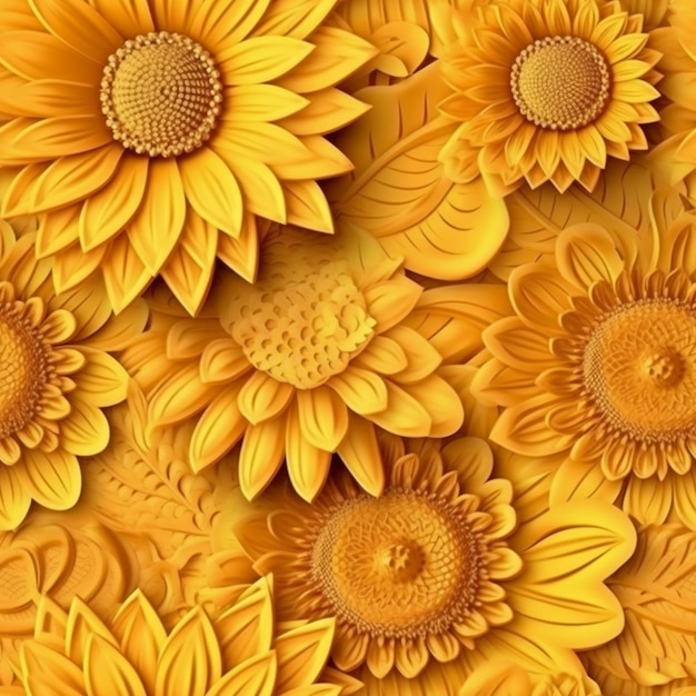 A yellow flower background with sunflowers