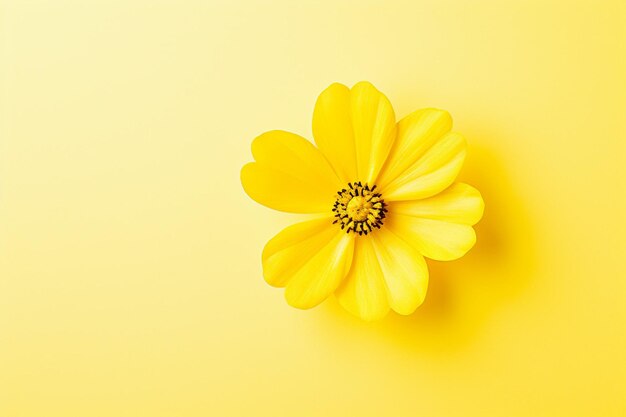 Photo a yellow flower on a blue background