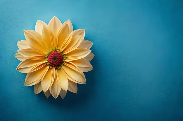 A yellow flower on a blue background