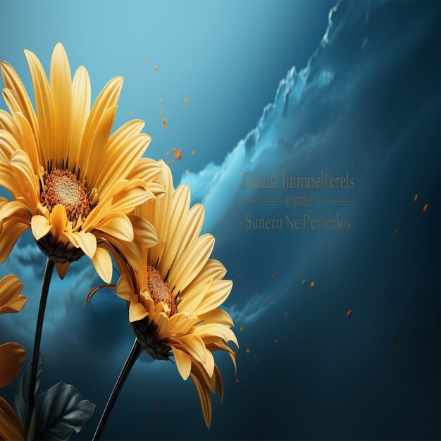 Yellow flower close up on a vibrant blue background Perfect for adding a pop of color to any proje