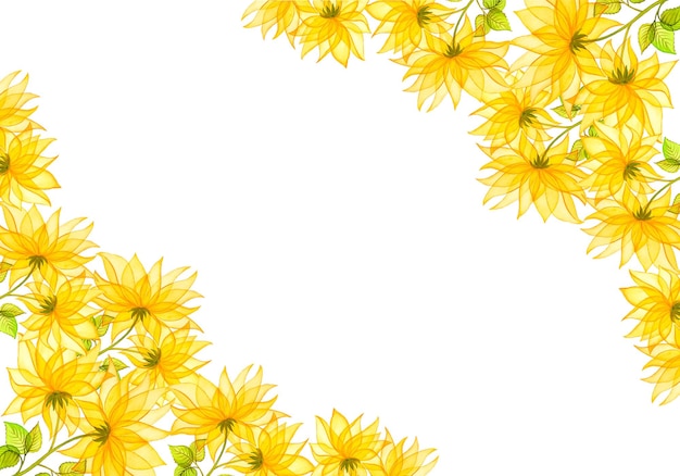 黄色い花のフレーム。水彩イラスト。