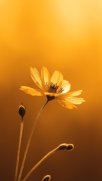 Yellow flower in a golden field