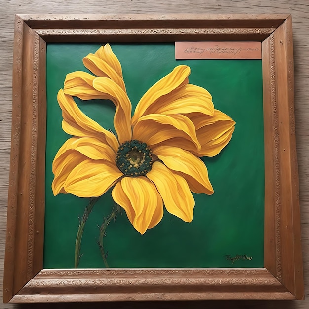 A yellow flower on a green background