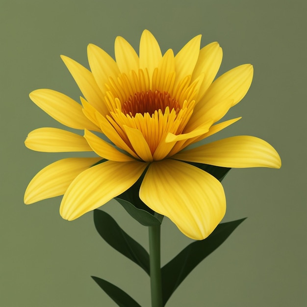 A yellow flower on a green background