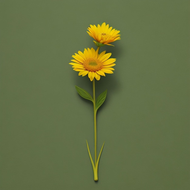 A yellow flower on a green background