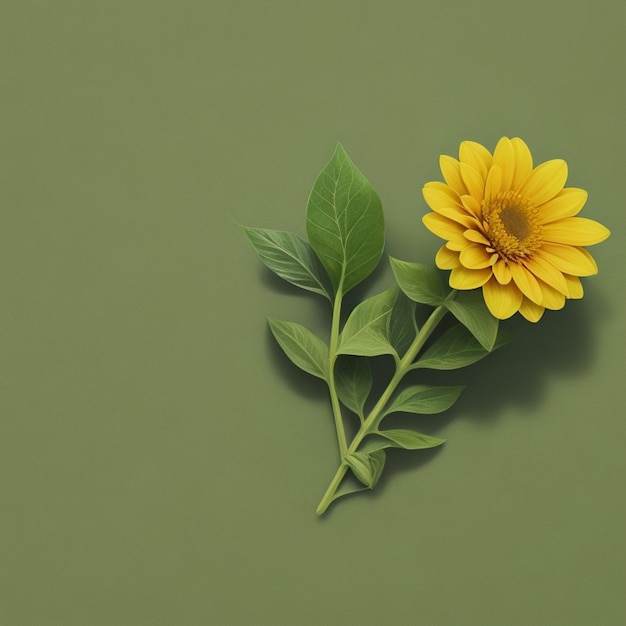 A yellow flower on a green background