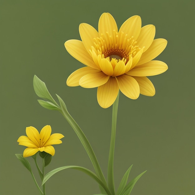 A yellow flower on a green background