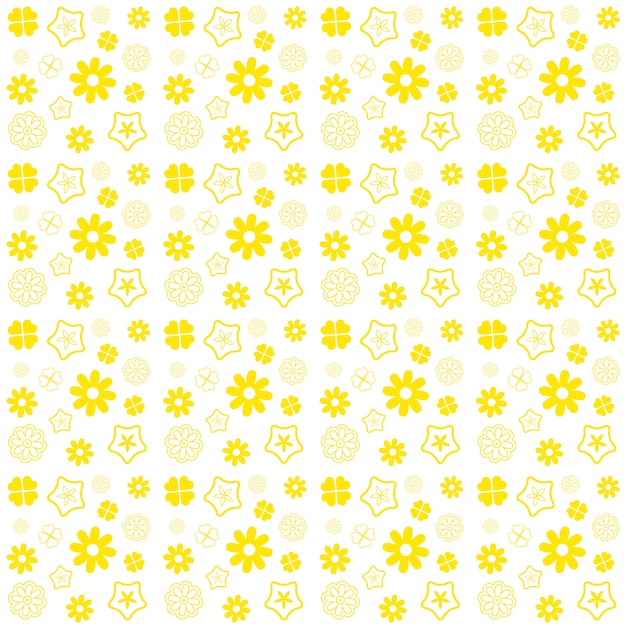 Yellow flower seamless pattern on white background