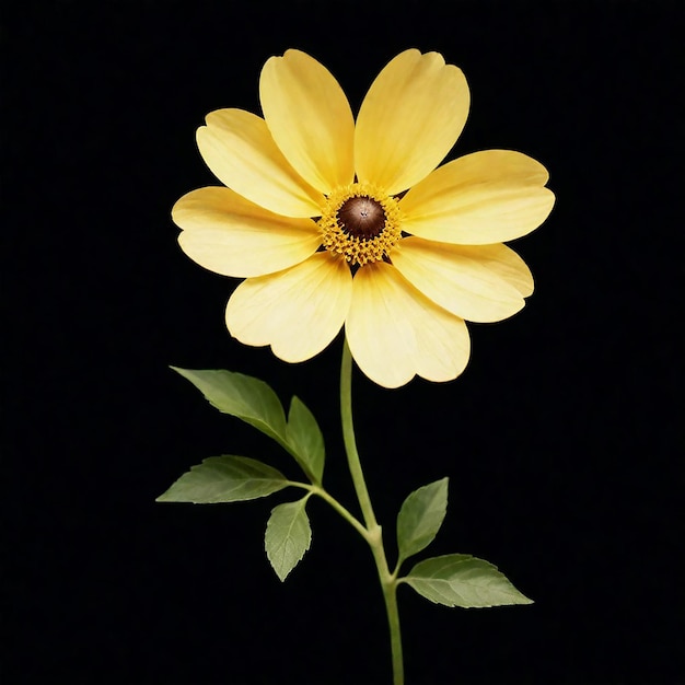 Photo a yellow flower with a black background with a yellow center