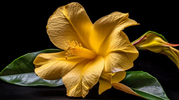 A yellow flower with a dark background