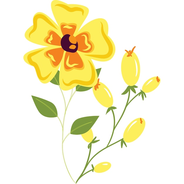 Photo yellow flower with leaves vector design