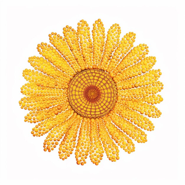 Photo yellow flower with many yellow dots on it on a white background generative ai