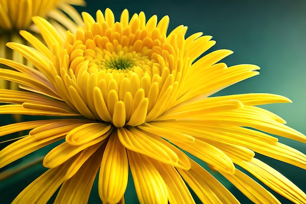 A yellow flower with the word chrysanthemum on it