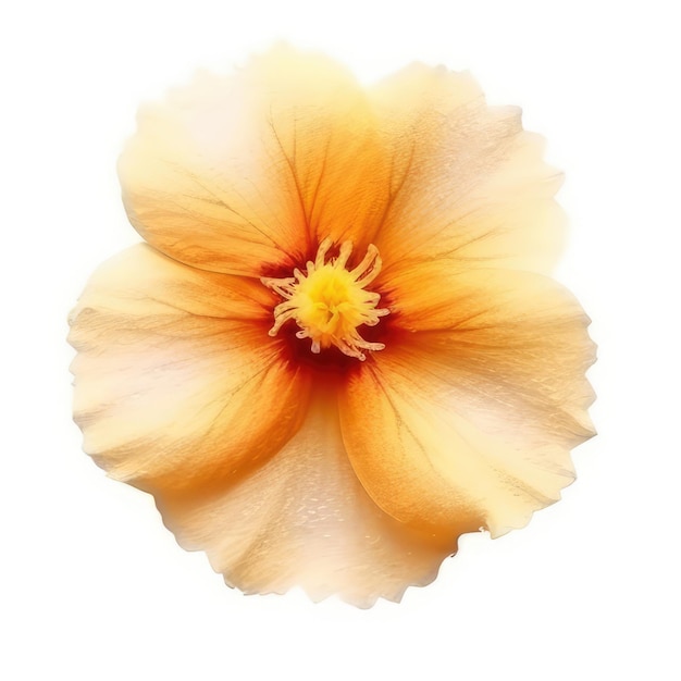 A yellow flower with the yellow center and the orange on the bottom.