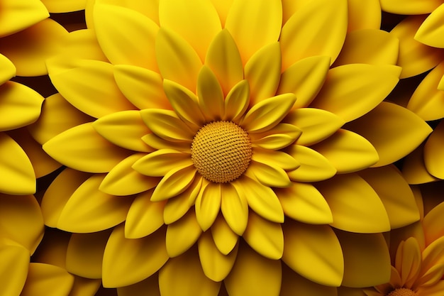 Yellow flowers are arranged in a group on a black background generative ai
