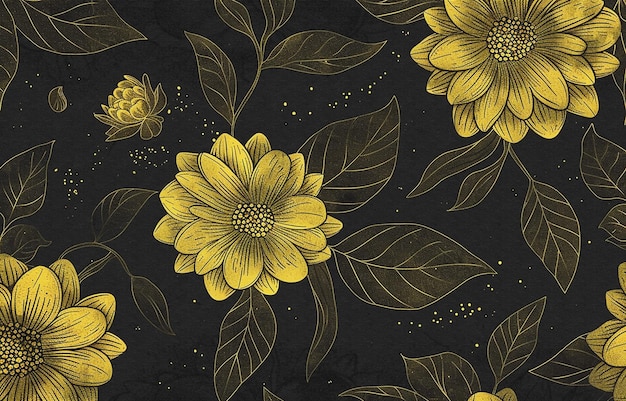 yellow flowers on a black background