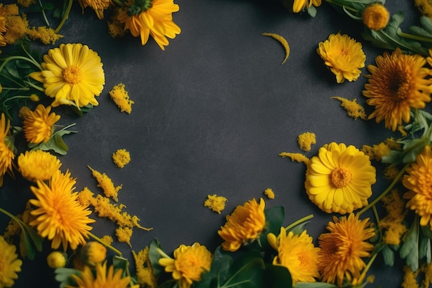 Yellow flowers on a dark background