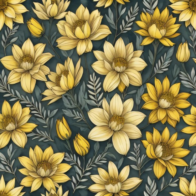 Yellow flowers on a dark blue background.