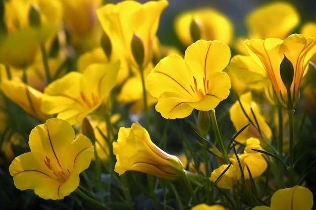 Yellow flowers in the garden Spring background Yellow flower background