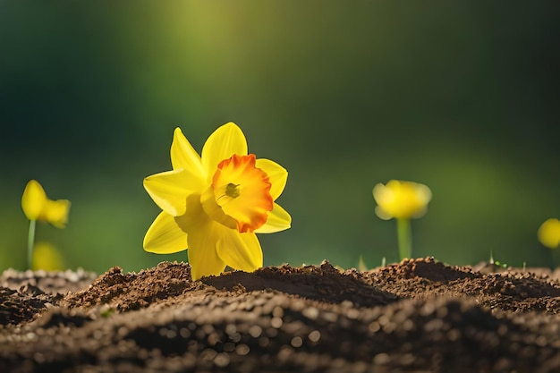 yellow flowers in the garden with a blurred background