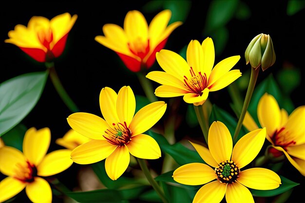 Yellow flowers in a garden