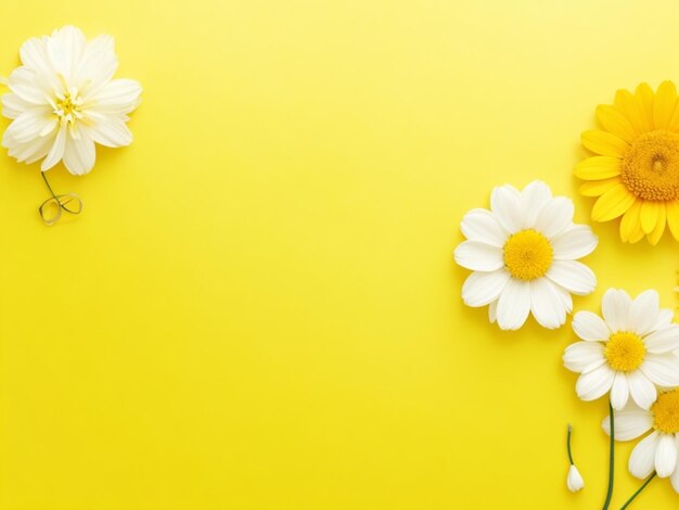 Yellow flowers on light yellow color background and space for text write