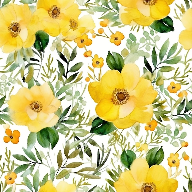 Photo yellow flowers pattern tiles