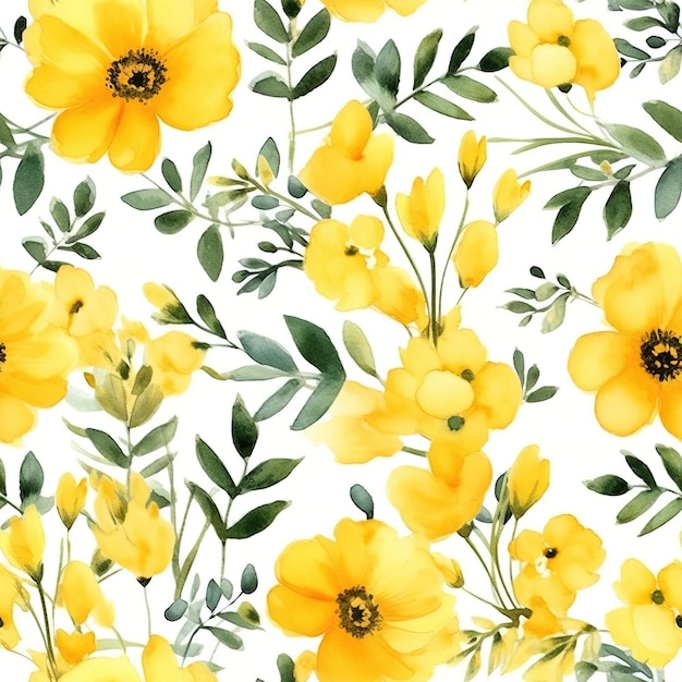 Yellow flowers pattern tiles