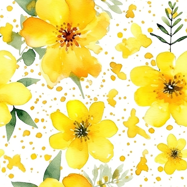 Yellow flowers pattern tiles